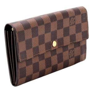 Louis Vuitton Sarah Wallet Damier Ebene Canvas Brown Gold